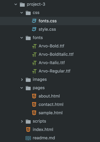 Project 3 Directory in Atom